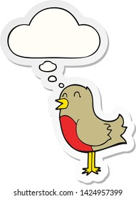 cartoon bird with thought bubble as a printed sticker