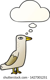Cartoon-Vogel mit Gedankenblase in glattem Farbverlauf-Stil