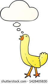 pájaro caricaturista con burbuja de pensamiento en un estilo de gradiente suave