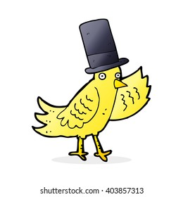 cartoon bird in top hat