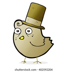 cartoon bird wearing top hat