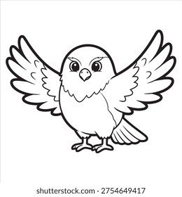 A cartoon bird with its wings spread out