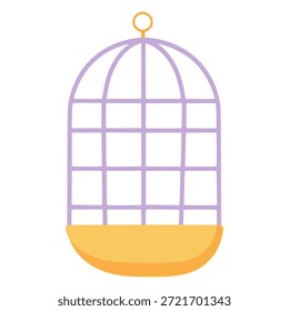 Diseño de Plantilla de Ilustración vectorial de color plano de jaula de pájaro de dibujos animados