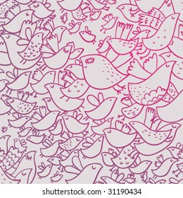 Cartoon birds. Cute vector background