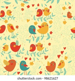 Cartoon birds in fun! seamless pattern for children backgrounds