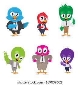 Cartoon Birds - Isolated On White Background - Vector Illustration, Graphic Design Editable For Your Design 