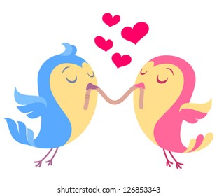 Cartoon birds in love