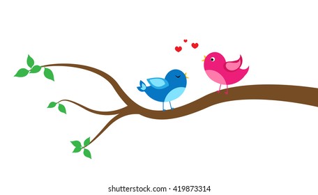 cartoon birds on a tree