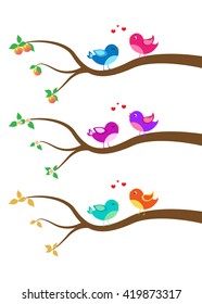 cartoon birds on a tree