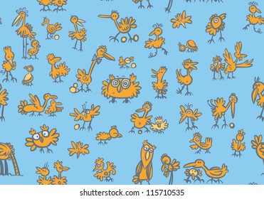 Cartoon birds Pattern with isolated background.