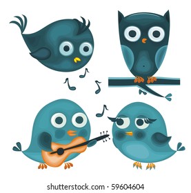 cartoon birds in vector