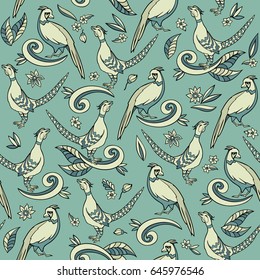 Cartoon birds vector seamless pattern