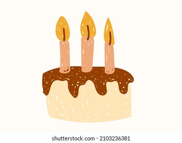 
Cartoon birthday cake icon with candles