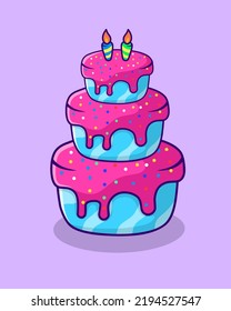 Cartoon birthday cake  vector Illustration