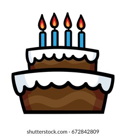 Cartoon Birthday Cake Vector Illustration