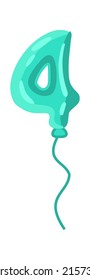 Cartoon birthday four balloon. Vector illustration