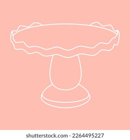 Cartoon birthday glass empty cake stand on pink background. Colorful cartoon vector illustration svg