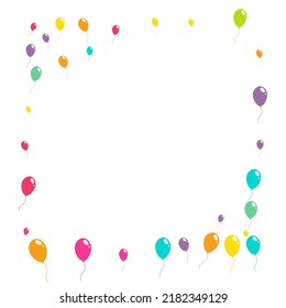 Cartoon Birthday Inflatable Ball Vector  White Background. Decoration Baloon Design. Bright Fun Wallpaper. Red and Green and Yellow Holiday Ballon Banner.