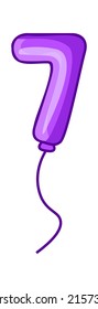 Cartoon birthday seven balloon. Vector illustration