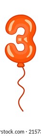 Cartoon birthday three balloon. Vector illustration