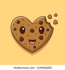 Cartoon biscuit with heart shape,vector cartoon illustration,cartoon clipart