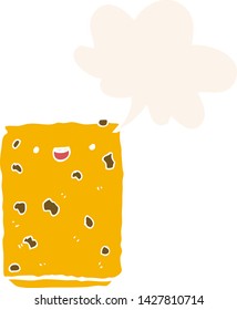 cartoon biscuit with speech bubble in retro style