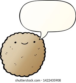 cartoon biscuit with speech bubble in smooth gradient style