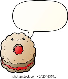 cartoon biscuit with speech bubble in smooth gradient style