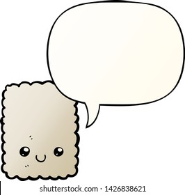 cartoon biscuit with speech bubble in smooth gradient style