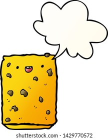 cartoon biscuit with speech bubble in smooth gradient style