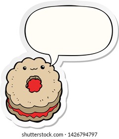 cartoon biscuit with speech bubble sticker