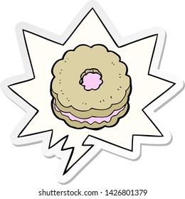 cartoon biscuit with speech bubble sticker