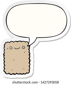bizcocho de dibujos animados con pegatina de burbujas de voz