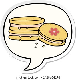 cartoon biscuit with speech bubble sticker