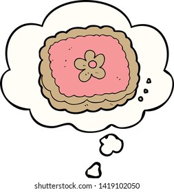 bolacha de desenho animado com bolha de pensamento