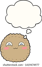 cartoon biscuit with thought bubble