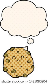 cartoon biscuit with thought bubble in comic book style