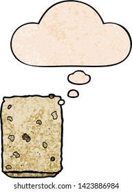 bizcocho de dibujos animados con burbuja de pensamiento en forma de textura gruesa