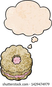 bizcocho de dibujos animados con burbuja de pensamiento en forma de textura gruesa