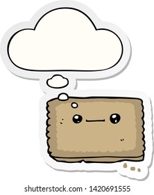cartoon biscuit with thought bubble as a printed sticker