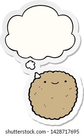 cartoon biscuit with thought bubble as a printed sticker