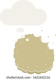 bizcocho de dibujos animados con burbuja de pensamiento en estilo retro