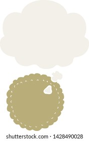 bizcocho de dibujos animados con burbuja de pensamiento en estilo retro