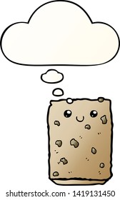 cartoon biscuit with thought bubble in smooth gradient style