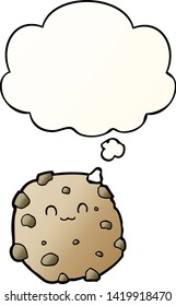 cartoon biscuit with thought bubble in smooth gradient style