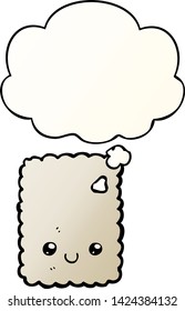 cartoon biscuit with thought bubble in smooth gradient style