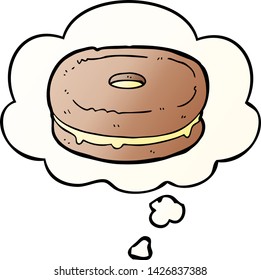 cartoon biscuit with thought bubble in smooth gradient style