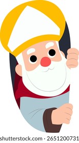 Cartoon Bishop Peeking Janela Espiada festiva, feliz Dia de São Blaise