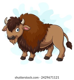 Cartoon bison on white background