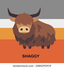 The cartoon bison is a powerful animated character known for its sturdy body and shaggy fur.brown color ,vector file